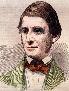 Portrett av Ralph Waldo Emerson (1803-1882), essayist, filosof, amerikansk poet. Gravering i "" The illustrated London News "" av 20. mars 1858. av Unknown artist