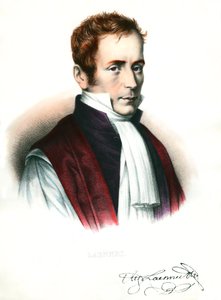 Portrett av Rene Laennec (1781-1826) fransk lege Gravering fra 1800-tallet Privat samling av Unknown artist