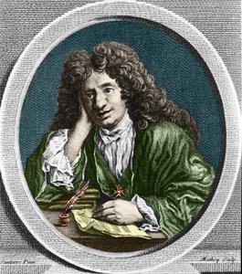 Portrett av Richard Delalande, superintendent for Music of the King; b. 15. desember 1657 i Paris; d. 18. januar 1726. av Unknown artist
