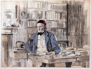 Portrett av Richard Owen (1810-1890), engelsk naturforsker. av Unknown artist