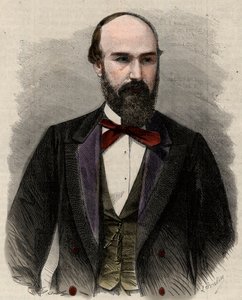 Portrett av Santos Gutierrez (1820-1872) politiker og tidligere president i Colombias forente stater. Gravering i "" L
