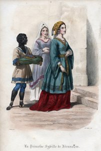 Portrett av Sibylla av Jerusalem (Jerusalem Sibylle) (ca. 1160-1190), prinsesse daværende dronning av Jerusalem. Gravering fra 1842 i «Histoire des popes»» av Maurice Lachatre. Privat samling. av Unknown artist