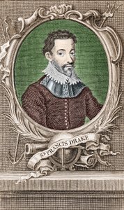 Portrait of Sir Francis Drake (1540-1596), English navigator. av Unknown artist