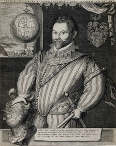 Portrait of Sir Francis Drake (circa 1540-1596), English navigator. av Unknown artist