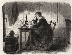 Portrett av Sophie Germain (1776-1831) Fransk matematiker (Portrett av Marie-Sophie Germain fransk matematiker, fysiker og filosof) - gravering 1860 - av Unknown artist