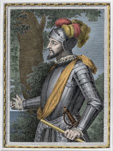 Portrett av Vasco Nunez de Balboa, spansk erobrer (1475-1517) - Gravering fra 1800-tallet av Unknown artist