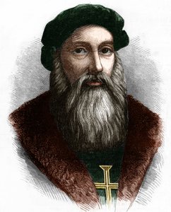 Portrett av Vasco de Gama (1469-1524) portugisisk navigatør. av Unknown artist