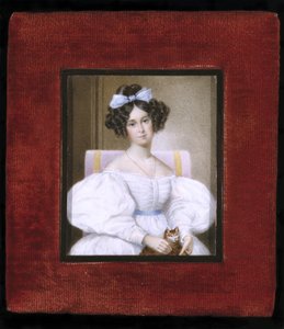 Portrait of a Woman, ca. 1830 (akvarell på elfenben, fløyel og glass) av Unknown artist