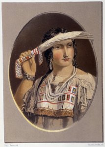 Portrett av en blandet indianer - i "" Vandring av en kunstner blant indianerne i nord-Amerika"" av Paul Kane, Longmans & Roberts, London av Unknown artist