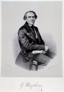 Portrett av den tyske operakomponisten Giacomo Meyerbeer (1791-1864) Gravering. 1800-tallet. Bologna, borgermuseum for musikk av Unknown artist