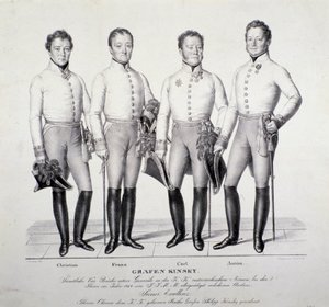 Portrett av prinser av Kinsky-familien fra Böhmen: Christian, Franz, Carl og Anton ( Litografi av Unknown artist