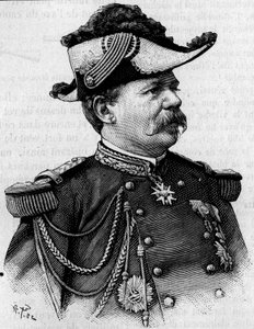 Portrait of the French general Francois Perrier (1833-1888). Engraving in “” La Nature: revue des sciences et de leurs applications aux arts et a l