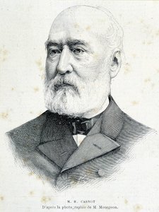Portrett av den franske politikeren Lazare Hippolyte Carnot (1801 - 1888). Gravering etter Mourgeons fotografi. av Unknown artist