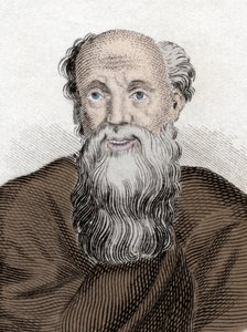 Portrett av den greske filosofen Democritus (460-370 Av JC), Democritus of Hope. Gravering av 1800-tallet. av Unknown artist