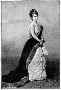 Portrait of the Queen of Romania Elisabeth Pauline Ottilie Louise de Wied, known as Carmen Sylva (1843-1916), wife of King Charles I - Engraving of 1893 - Elizabeth of Wied of Romania, late 19th-early 20th century - Portrait of Elizabeth (1843-1916), Queen av Unknown artist