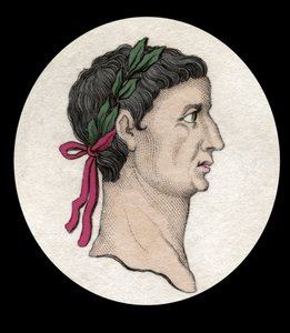 Portrett av den romerske keiseren Tibere (Tiberius Claudius Nero) (42 f.Kr.-37 e.Kr.). Gravering fra 1800-tallet. av Unknown artist