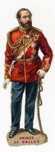 Portrait of the future Prince of Wales Edward VII (Edward 7), King of Great Bratagne and Ireland (1841-1910).Chromolithography late 19th century. Private Collection av Unknown artist