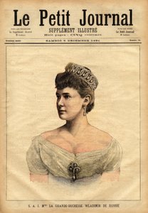 Portrett av den store hertuginne Vladimir av Russland, født i 1854, prinsesse Mary av Mecklenburg-Schwerin (Mecklenburg Schwerin) og giftet seg i 1874 med tsarens yngre bror, storhertug Vladimir Alexandrovich Romanov (1847-1909). Gravering i "" L av Unknown artist