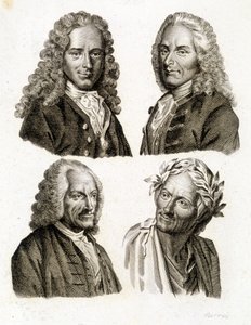 Portretter av Voltaire i forskjellige aldre - gravering av Unknown artist