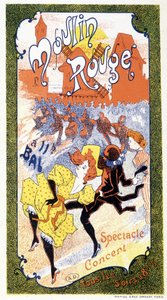 Plakat som annonserer ""konsertene" som finner sted hver kveld på Moulin Rouge, Paris av Unknown artist