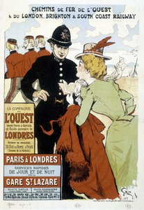 Plakat av Western Railway og Paris-London Railway, av Grun av Unknown artist