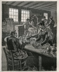 Keramikk: fylling av keramikk. Gravering fra 1885 i "" Les arts et metiers illustres"" av Adolphe BITARD. av Unknown artist