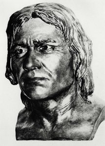 Forhistorie: rekonstruksjon av Cro-Magnons mann (byste), etter Mac Grégor. av Unknown artist