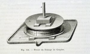 Gruyere-presse - i "" The wonders of the industry"" av Louis Figuier av Unknown artist