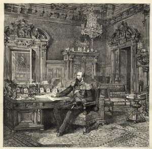 Prins Alexander av Bulgaria (1857-1893), i studiet hans - Alexander av Battenberg - Portrett av Alexander I av Bulgaria eller Alexander av Battenberg (1857-1893) i arbeidsskapet hans - 1886 - av Unknown artist