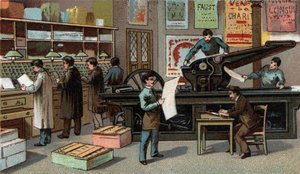 Trykking i Frankrike på 1800-tallet. Kromolitografi fra slutten av 1800-tallet av Unknown artist