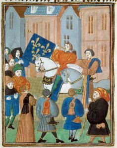 Fredserklæring i Reims 2. oktober 1435 etter undertegnelsen av Arras-traktaten mellom kong Charles VII og hertugen av Burgund Filip III den gode som avsluttet borgerkrigen mellom Armagnacs og burgunderne. Miniatyr fra "" Kings and quee av Unknown artist