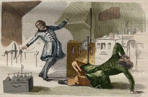 Professor Georges Guillaume (Wilhelm) Richmann (1711-1753) died in his workshop following an experiment with an electrometer av Unknown artist