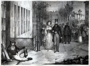 Promenade sur les boulevards i Paris på 1800-tallet - gravering av Unknown artist