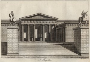 Propylees (Propylaea) (Akropolis i Athen) gravering fra "" skikker og tradisjoner til alle folkeslag i universet. Det vil si historien om regjeringen, lovene, militsen, om religionen til alle nasjoner fra de fjerneste tider til i dag "1856 av Unknown artist