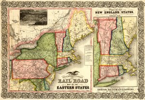 Jernbanekart over de østlige statene, New England av Unknown Artist