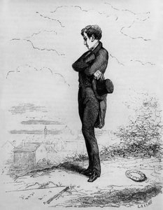 Rastignac står alene igjen, tok noen skritt opp på kirkegården ... av Unknown artist