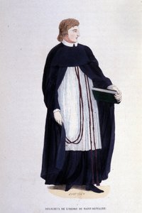 Religiøse av Den hellige gravs orden. Gravering fra et album på religiøse ordre, Paris av Unknown artist