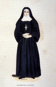 Religious of the Visitation, en orden grunnlagt av Saint François de Sales og Saint Jeanne de Chantal i 1610. Gravering fra 1800-tallet. av Unknown artist