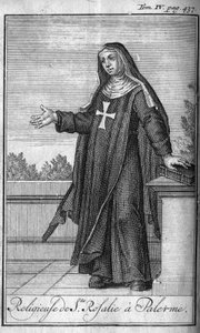 Religiøs orden. Religiøs av Saint Rosalia i Palermo på Sicilia på 1600-tallet. I "" Historien om militære ordrer eller riddere, om sikre og rutinemessige militser av begge kjønn, som har blitt etablert til nå. Utgave hentet fra Abbe Giustiniani, av Unknown artist
