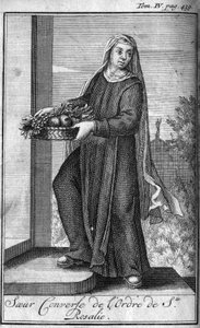 Religiøs orden. Søstre samtaler fra Saint Rosalia-ordenen til Palermo på Sicilia på 1600-tallet. I "" Historien om militære ordrer eller riddere, om sikre og rutinemessige militser av begge kjønn, som har blitt etablert til nå. Utgave tatt av Unknown artist
