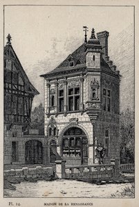 Renessansehus - gravering av 1889 i "History of human habitation at the Universal Exhibition of 1889, by Mr Charles GARNIER - Librairie centrale des beaux-arts Paris 1889 av Unknown artist