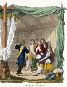 Rene Duguay Trouin (Duguay-Trouin) (Rene Trouin du Gue dit) (1673-1736) før kong Ludvig XIV (1638-1715). Gravering av 1800-tallet. av Unknown artist