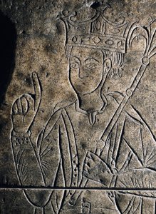 Representasjon av Sanchez II Garcia (1010-1029), greve av Castilla. Lavrelieff skulpturer på graven til klosteret San Salvador, i Ona (Spania). av Unknown artist