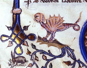 Representasjon av et fantastisk dyr mi man mi drage. Miniatyr av et manuskript fra 1300-tallet av Unknown artist