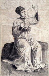 Representasjon av en astrolog som bruker en astrolabium på 1400-tallet. Gravering fra “” De machinis Bellicis”” (Behandlingssetemaskiner). av Unknown artist