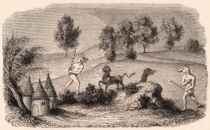 Representasjon av middelalderstammer og dyrearter: to Cynocephalus-kampmonstre av Unknown