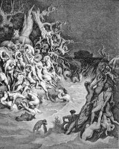 Representasjon av den universelle flommen. 1800-talls gravering. av Unknown artist