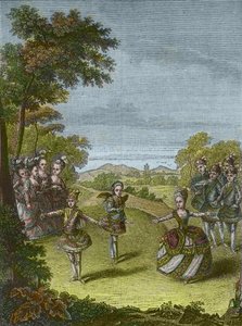 Representasjon av balletten «Kjærlighetens triumf» av Christoph Willibald Gluck på Schönbrunn, Wien 1865 (gravering) av Unknown Artist