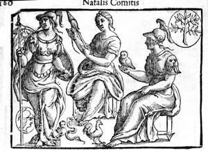 Representasjon av den guddommelige Athena. Gravering fra "Mythology and Fables" av grev Natalia 1637 av Unknown artist