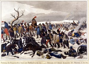 Tilbaketrukket fra den franske hæren i Moskva i 1812. Gravering 1800-tallet. av Unknown artist